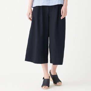 Muji Japanese Elastic Waist Pants Wide Leg Navy